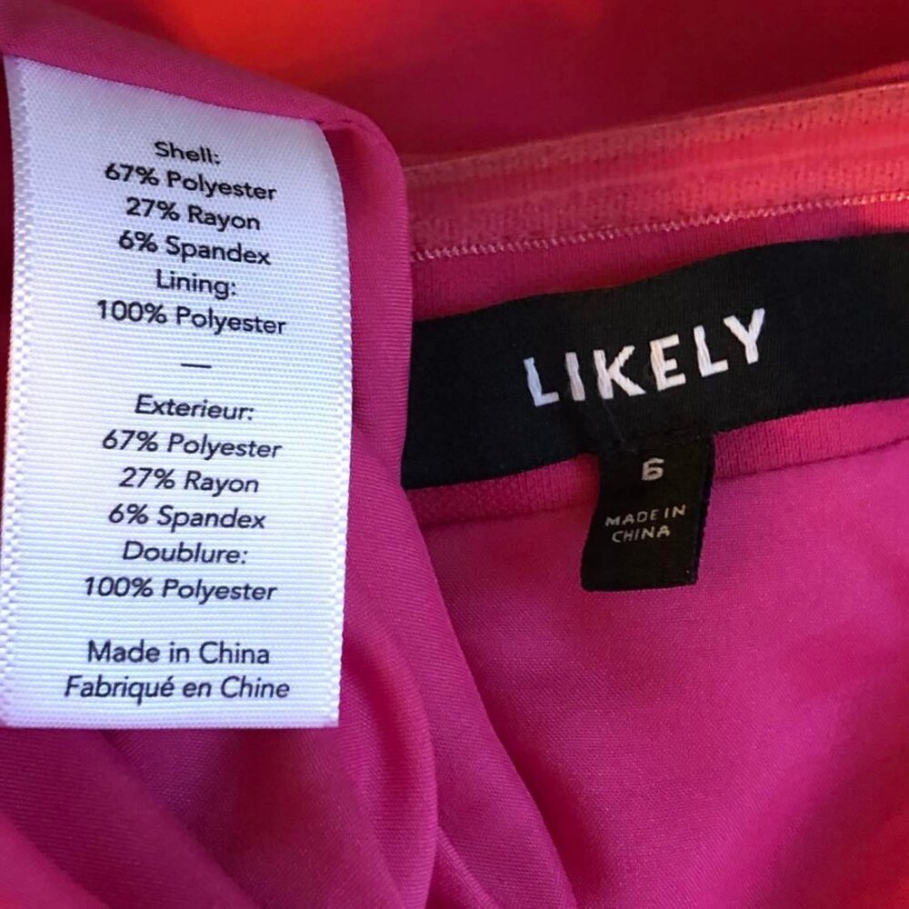 New LIKELY Lovelle Hi-Low Strapless Belted Gown Pink Flame 6 MSRP $378 - Picture 7 of 7